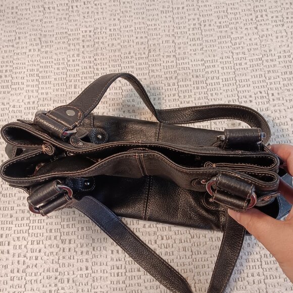 Tignanello leather multi pocket compartment double handles shoulder bag purse - Picture 6 of 15